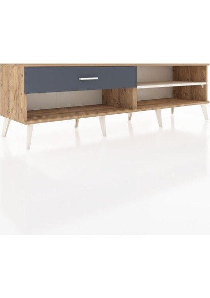 Hyperion Tv Ünitesi Tek Raflı Tek Çekmeceli 176X44X51 Çam-Aytaşı/antrasit fiyatları
