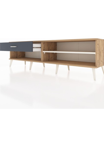 Hyperion Tv Ünitesi Tek Raflı Tek Çekmeceli 176X44X51 Çam-Aytaşı/antrasit fırsatları