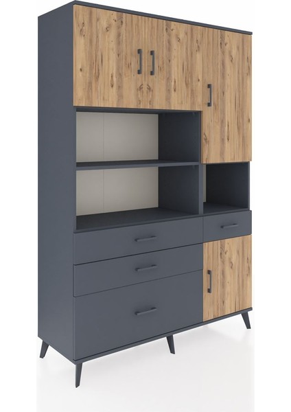 Hyperion Dolap 9 Raflı 4 Çekmeceli 4 Kapaklı 132X44X195 Antrasit-Çam/antrasit fiyatları