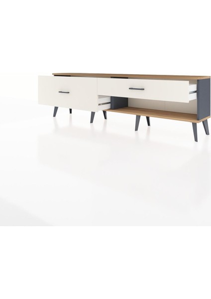 Arges Tv Ünitesi 2 Çekmeceli 176X30X51 Antrasit-Çam/aytaşı modelleri