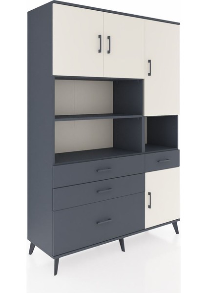 Hyperion Dolap 9 Raflı 4 Çekmeceli 4 Kapaklı 132X44X195 Antrasit-Aytaşı/antrasit fiyatları