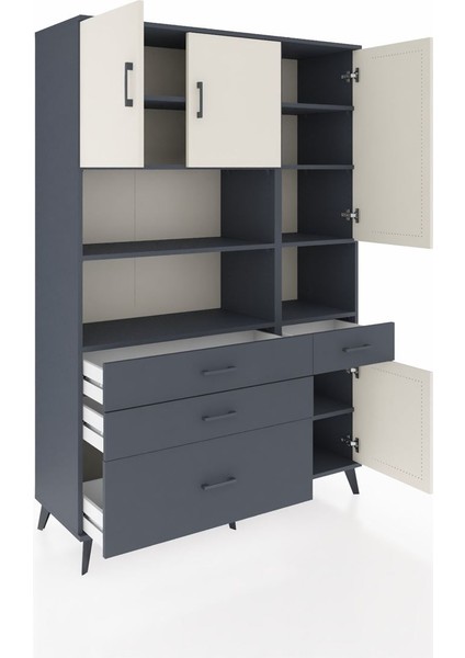 Hyperion Dolap 9 Raflı 4 Çekmeceli 4 Kapaklı 132X44X195 Antrasit-Aytaşı/antrasit indirimleri