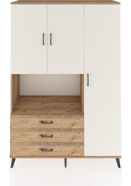 Hyperion Dolap 7 Raflı 3 Çekmeceli 3 Kapaklı 132X44X195 Çam-Aytaşı/çam