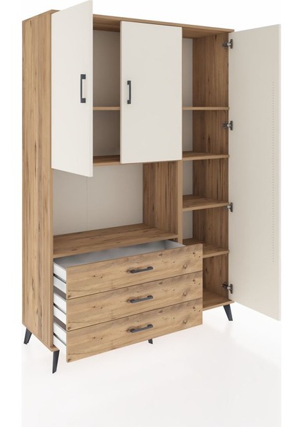 Hyperion Dolap 7 Raflı 3 Çekmeceli 3 Kapaklı 132X44X195 Çam-Aytaşı/çam indirimleri