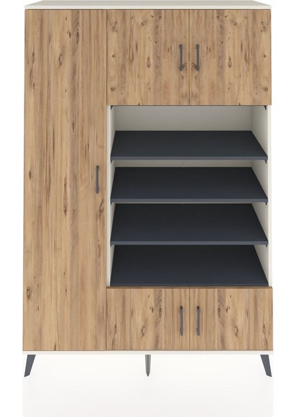 Hyperion Dolap 10 Raflı 5 Kapaklı 132X44X195 Aytaşı-Çam/antrasit