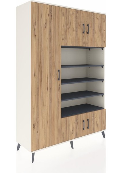 Hyperion Dolap 10 Raflı 5 Kapaklı 132X44X195 Aytaşı-Çam/antrasit fiyatları