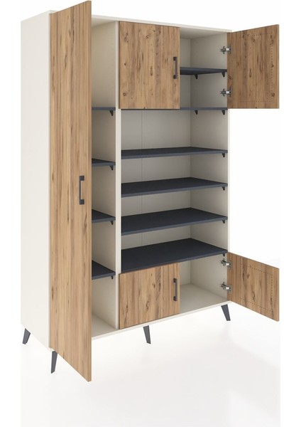 Hyperion Dolap 10 Raflı 5 Kapaklı 132X44X195 Aytaşı-Çam/antrasit indirimleri