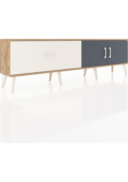 Arges Tv Ünitesi Tek Raflı Tek Çekmeceli 2 Kapaklı 176X30X51 Çam-Antrasit/aytaşı fiyatları