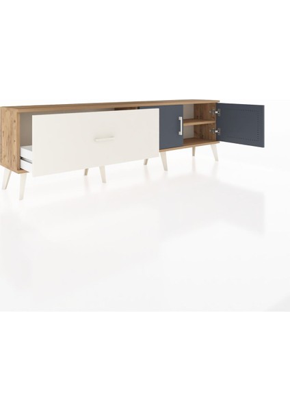 Arges Tv Ünitesi Tek Raflı Tek Çekmeceli 2 Kapaklı 176X30X51 Çam-Antrasit/aytaşı indirimleri