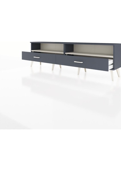 Arges Tv Ünitesi 2 Raflı 2 Çekmeceli 176X30X51 Antrasit-Aytaşı/antrasit modelleri