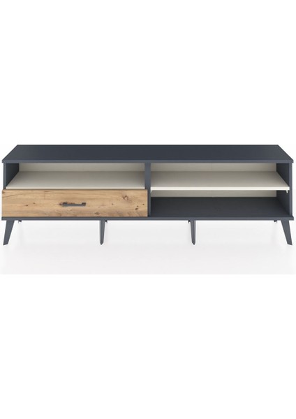 Arges Tv Ünitesi 2 Raflı Tek Çekmeceli 176X30X51 Antrasit-Aytaşı/çam