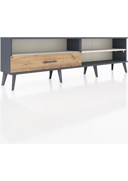 Arges Tv Ünitesi 2 Raflı Tek Çekmeceli 176X30X51 Antrasit-Aytaşı/çam fiyatları