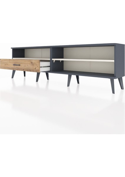 Arges Tv Ünitesi 2 Raflı Tek Çekmeceli 176X30X51 Antrasit-Aytaşı/çam fırsatları