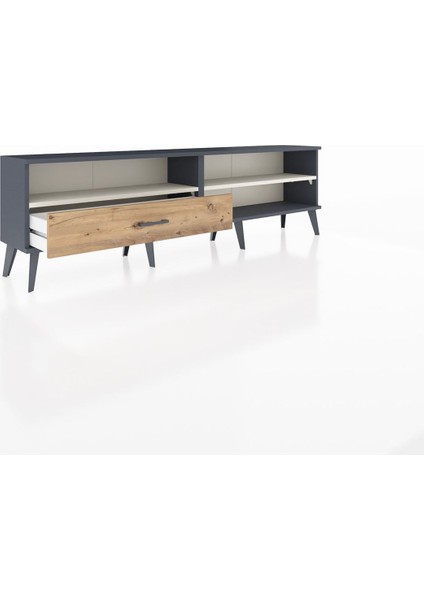 Arges Tv Ünitesi 2 Raflı Tek Çekmeceli 176X30X51 Antrasit-Aytaşı/çam indirimleri