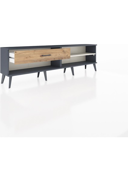 Arges Tv Ünitesi Tek Raflı Tek Çekmeceli 176X30X51 Antrasit-Aytaşı/çam indirimleri