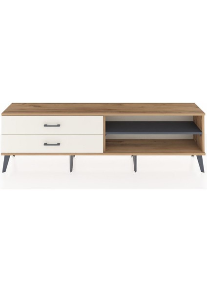 Arges Tv Ünitesi Tek Raflı 2 Çekmeceli 176X30X51 Çam-Antrasit/aytaşı