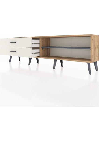 Arges Tv Ünitesi Tek Raflı 2 Çekmeceli 176X30X51 Çam-Antrasit/aytaşı fırsatları