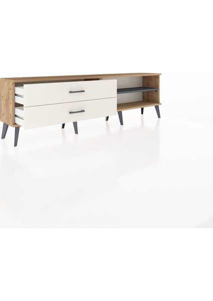 Arges Tv Ünitesi Tek Raflı 2 Çekmeceli 176X30X51 Çam-Antrasit/aytaşı indirimleri