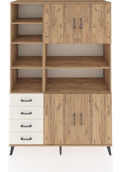 Hyperion Dolap 9 Raflı 4 Çekmeceli 4 Kapaklı 132X44X195 Çam-Çam/aytaşı