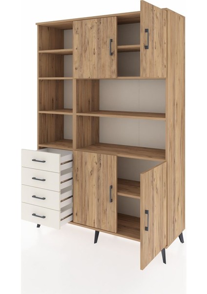 Hyperion Dolap 9 Raflı 4 Çekmeceli 4 Kapaklı 132X44X195 Çam-Çam/aytaşı modelleri