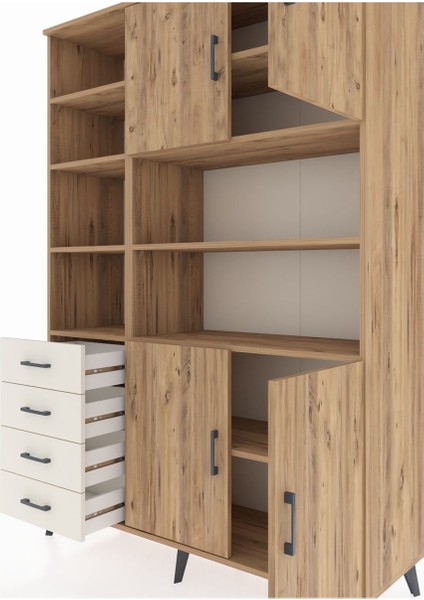 Hyperion Dolap 9 Raflı 4 Çekmeceli 4 Kapaklı 132X44X195 Çam-Çam/aytaşı fırsatları