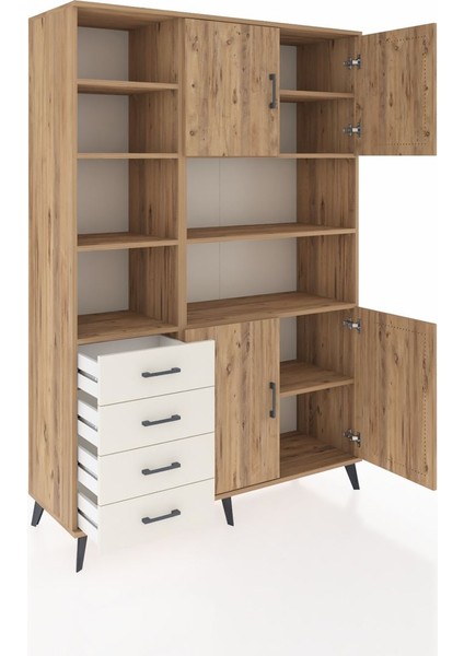 Hyperion Dolap 9 Raflı 4 Çekmeceli 4 Kapaklı 132X44X195 Çam-Çam/aytaşı indirimleri