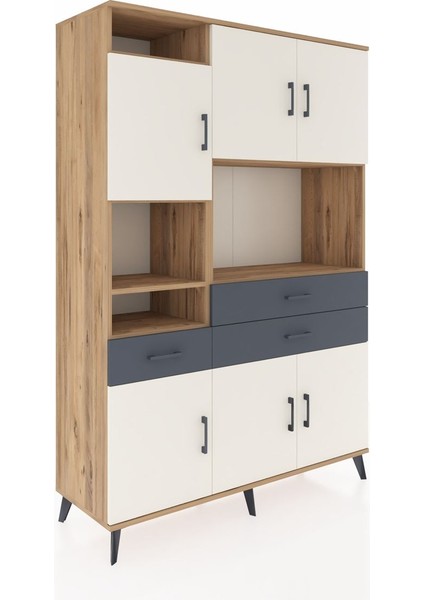Hyperion Dolap 9 Raflı 3 Çekmeceli 6 Kapaklı 132X44X195 Çam-Aytaşı/antrasit fiyatları
