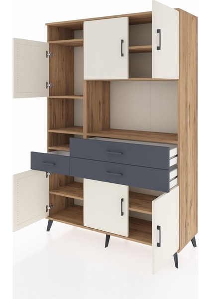 Hyperion Dolap 9 Raflı 3 Çekmeceli 6 Kapaklı 132X44X195 Çam-Aytaşı/antrasit modelleri