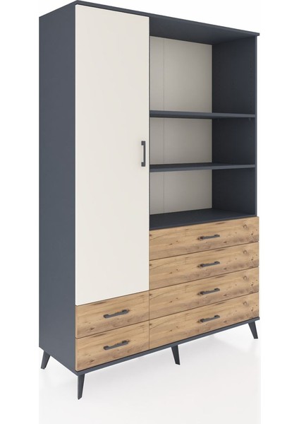 Hyperion Dolap 7 Raflı 6 Çekmeceli Tek Kapaklı 132X44X195 Antrasit-Aytaşı/çam fiyatları
