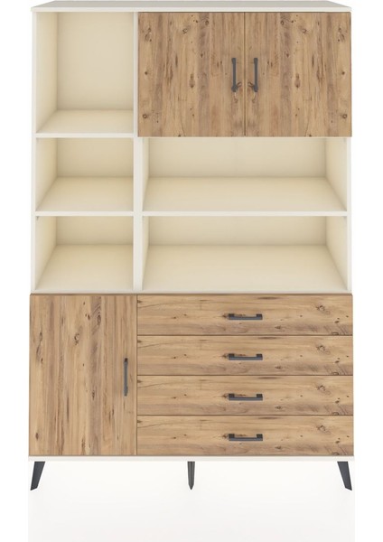 Hyperion Dolap 8 Raflı 4 Çekmeceli 3 Kapaklı 132X44X195 Aytaşı-Çam/çam