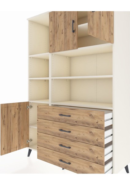 Hyperion Dolap 8 Raflı 4 Çekmeceli 3 Kapaklı 132X44X195 Aytaşı-Çam/çam fırsatları