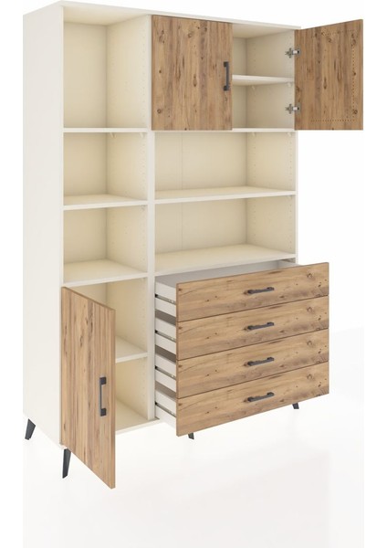 Hyperion Dolap 8 Raflı 4 Çekmeceli 3 Kapaklı 132X44X195 Aytaşı-Çam/çam indirimleri