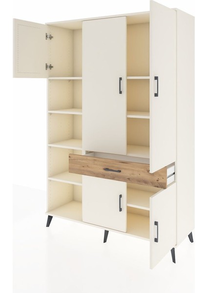 Hyperion Dolap 8 Raflı Tek Çekmeceli 5 Kapaklı 132X44X195 Aytaşı-Aytaşı/çam modelleri