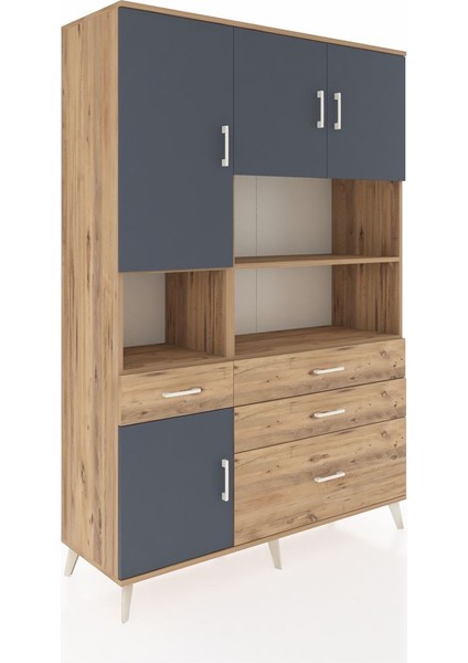 Hyperion Dolap 9 Raflı 4 Çekmeceli 4 Kapaklı 132X44X195 Çam-Antrasit/çam fiyatları