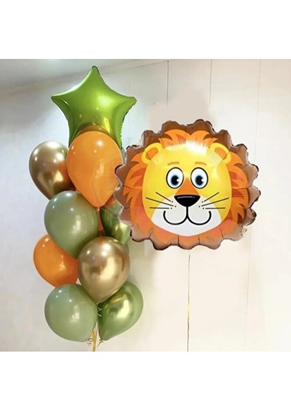 Safari Doğum Günü Partisi Aslan Kafa Konsepti - Yaş Günü Balon Seti
