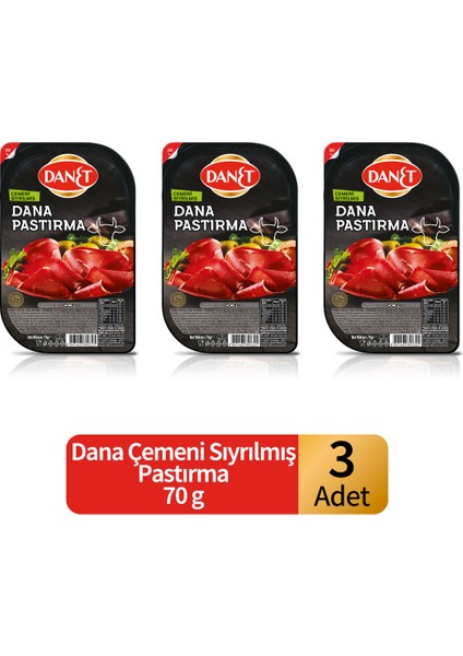 Dana Pastırma I Çemeni Sıyrılmış I Dilimli I 70G x 3 Adet