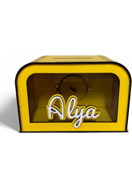 Kişiye Özel Isme Özel Ahşap Kumbara – Hediye & Para Biriktirme Kutusu - Sarı modelleri