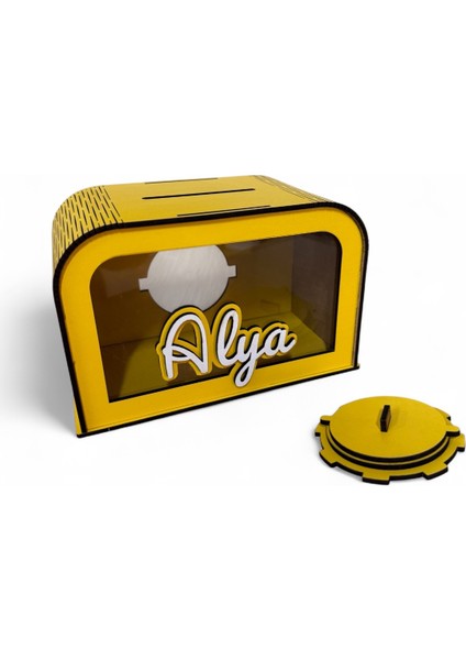 Kişiye Özel Isme Özel Ahşap Kumbara – Hediye & Para Biriktirme Kutusu - Sarı indirimleri