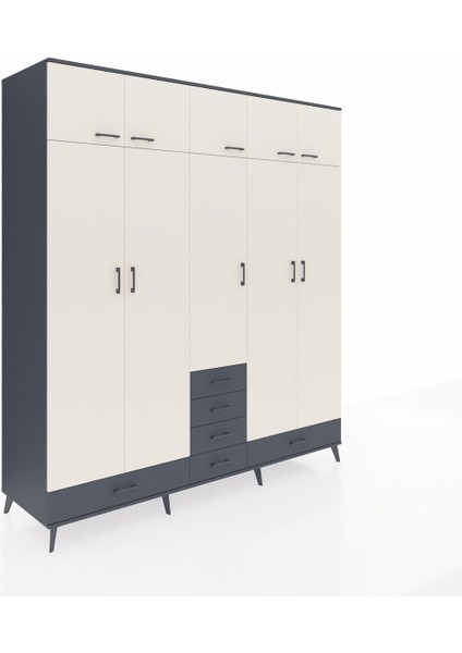 Kronos Dolap 6 Raflı 6 Çekmeceli 4 Askılı 220X59X243 Antrasit-Aytaşı/antrasit fiyatları
