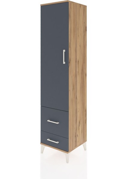 Hyperion Dolap 4 Raflı 2 Çekmeceli Tek Kapaklı 44X44X195 Çam-Antrasit modelleri