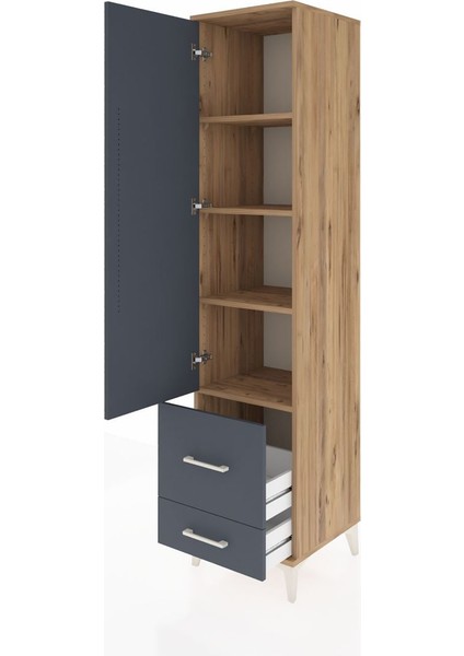 Hyperion Dolap 4 Raflı 2 Çekmeceli Tek Kapaklı 44X44X195 Çam-Antrasit fırsatları