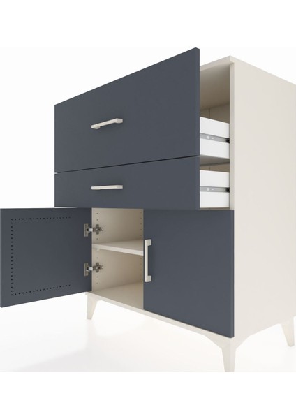 Hyperion Şifonyer Tek Raflı 2 Çekmeceli 2 Kapaklı 88X44X106 Aytaşı-Antrasit indirimleri