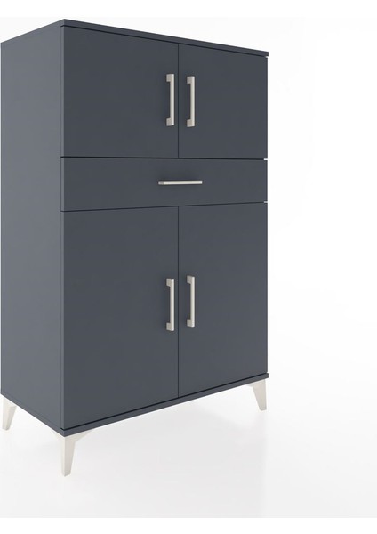 Hyperion Dolap 2 Raflı Tek Çekmeceli 4 Kapaklı 88X44X134 Antrasit-Antrasit fiyatları