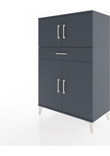 Hyperion Dolap 2 Raflı Tek Çekmeceli 4 Kapaklı 88X44X134 Antrasit-Antrasit modelleri