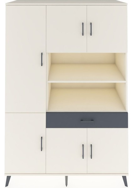 Kronos Dolap 10 Raflı Tek Çekmeceli 6 Kapaklı 132X59X195 Aytaşı-Aytaşı/antrasit