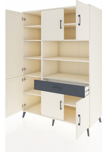 Kronos Dolap 10 Raflı Tek Çekmeceli 6 Kapaklı 132X59X195 Aytaşı-Aytaşı/antrasit modelleri