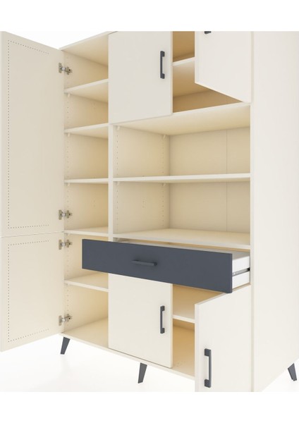 Kronos Dolap 10 Raflı Tek Çekmeceli 6 Kapaklı 132X59X195 Aytaşı-Aytaşı/antrasit fırsatları