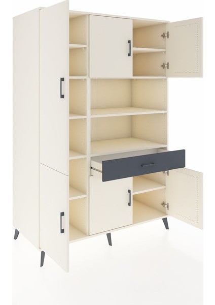 Kronos Dolap 10 Raflı Tek Çekmeceli 6 Kapaklı 132X59X195 Aytaşı-Aytaşı/antrasit indirimleri