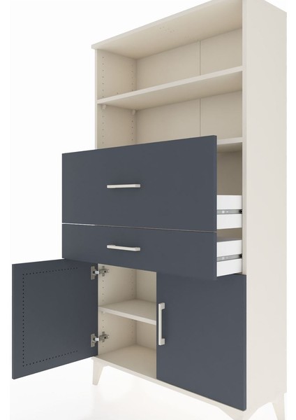 Arges Dolap 3 Raflı 2 Çekmeceli 2 Kapaklı 88X30X163 Aytaşı-Antrasit indirimleri