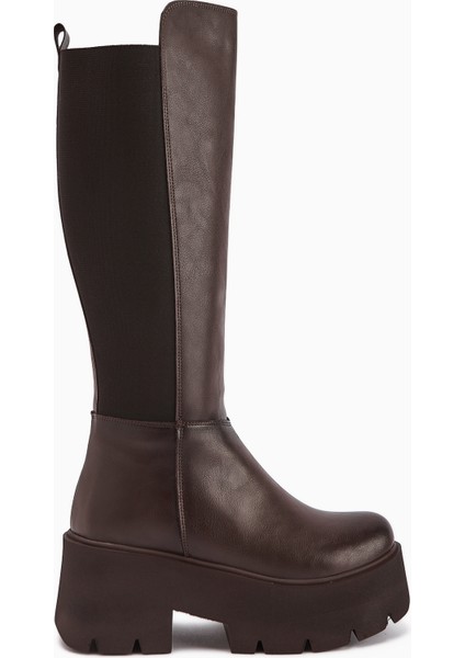 Sannah Kahve Platform Topuklu Kadın Çizme